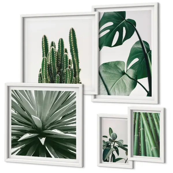 Set of 5 wall art pieces Green tropical indoor plants