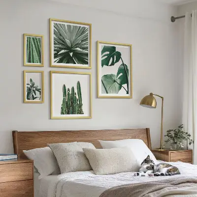 Set of 5 wall art pieces Green tropical indoor plants