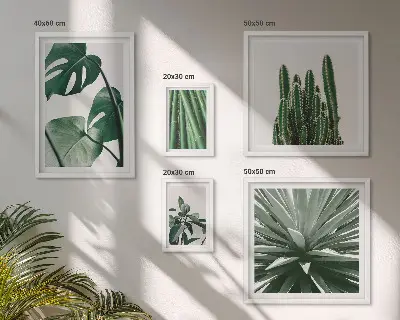 Set of 5 wall art pieces Green tropical indoor plants