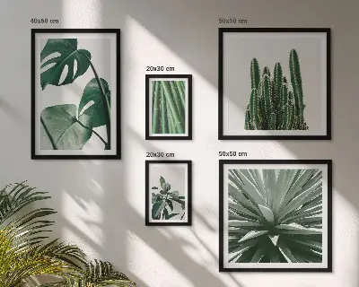 Set of 5 wall art pieces Green tropical indoor plants