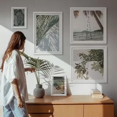 Gallery wall tropical relaxing plants design