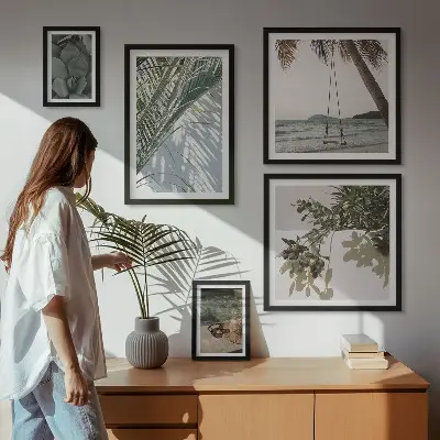 Gallery wall tropical relaxing plants design