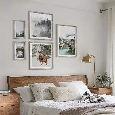 Set of 5 wall art pieces Nature wildlife mountains