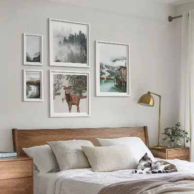 Set of 5 wall art pieces Nature wildlife mountains