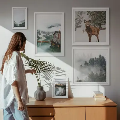 Set of 5 wall art pieces Nature wildlife mountains