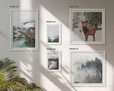 Set of 5 wall art pieces Nature wildlife mountains