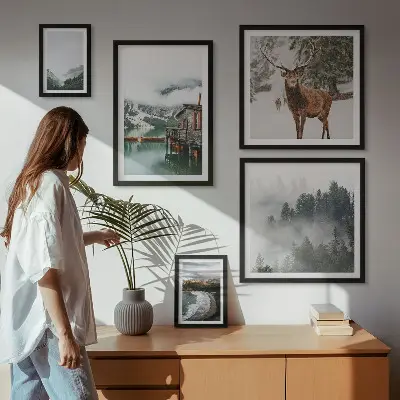 Set of 5 wall art pieces Nature wildlife mountains