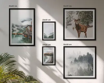 Set of 5 wall art pieces Nature wildlife mountains