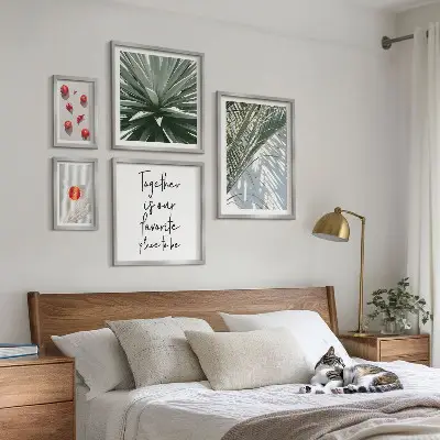 Set of 5 wall art pieces Boho style, plants, fruits, tropics