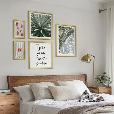 Set of 5 wall art pieces Boho style, plants, fruits, tropics