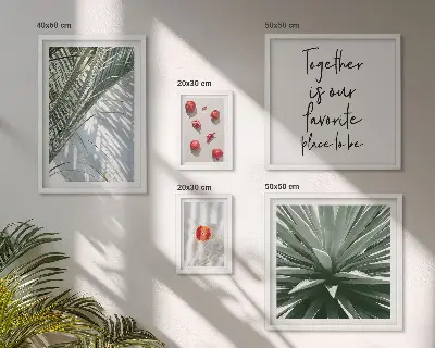 Set of 5 wall art pieces Boho style, plants, fruits, tropics