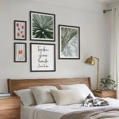 Set of 5 wall art pieces Boho style, plants, fruits, tropics