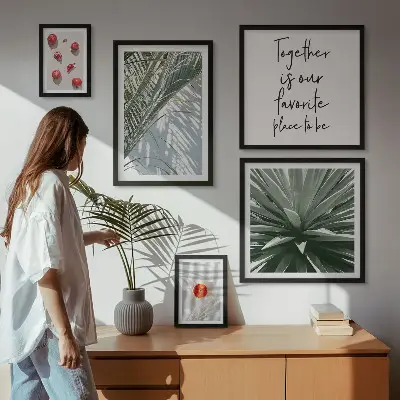 Set of 5 wall art pieces Boho style, plants, fruits, tropics