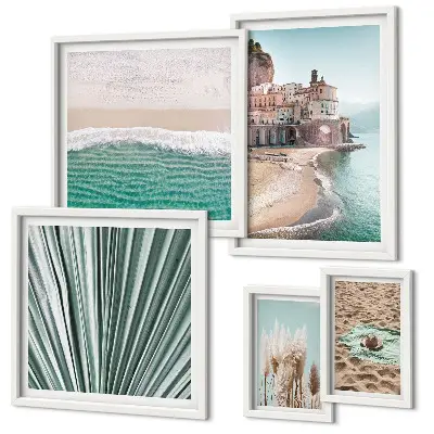 Set of 5 wall art pieces Stylish seaside views