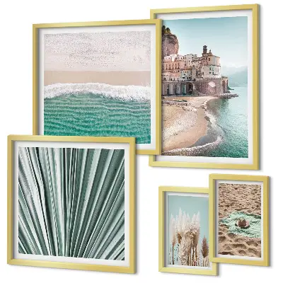 Set of 5 wall art pieces Stylish seaside views