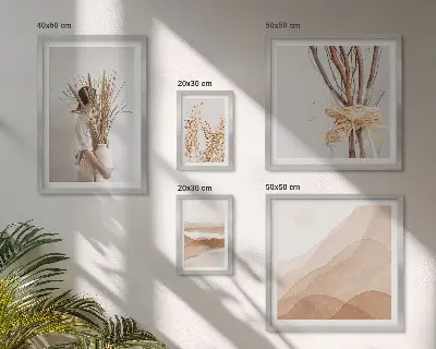 Gallery wall set stylish boho plants and landscapes