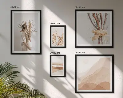 Gallery wall set stylish boho plants and landscapes