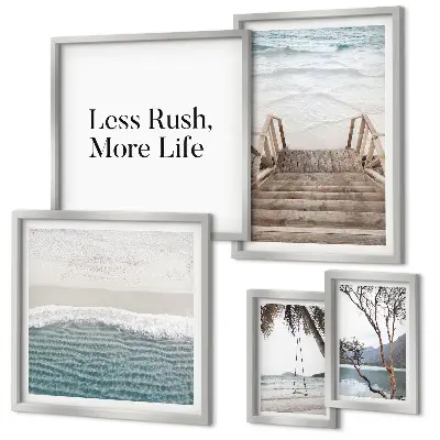 Framed photo set coastal scene with sea views