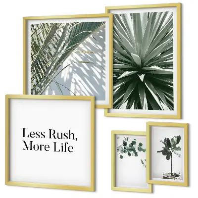 Set of 5 wall art pieces Green leaves modern decorations