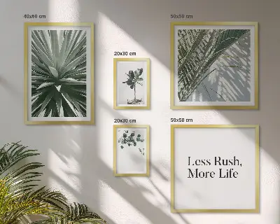 Set of 5 wall art pieces Green leaves modern decorations