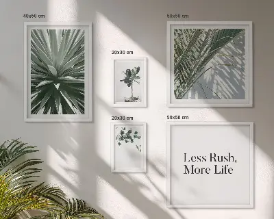 Set of 5 wall art pieces Green leaves modern decorations
