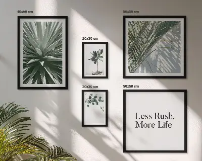 Set of 5 wall art pieces Green leaves modern decorations