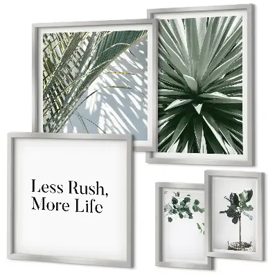 Set of 5 wall art pieces Green leaves modern decorations