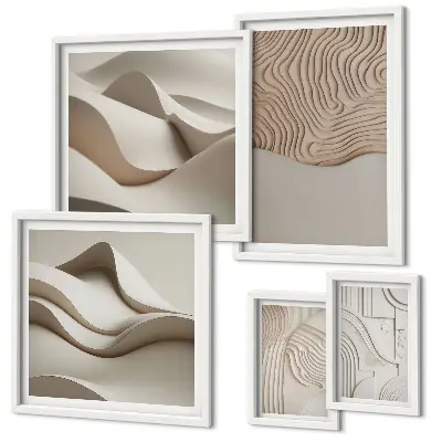 Abstract beige patterns set of 5 wall art pieces