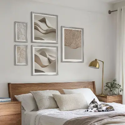 Set of 5 wall art pieces Abstract beige patterns