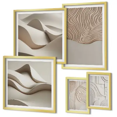 Set of 5 wall art pieces Abstract beige patterns