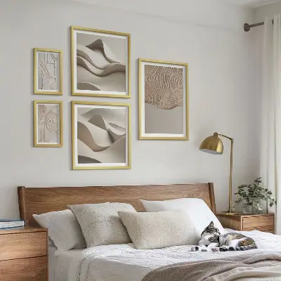 Set of 5 wall art pieces Abstract beige patterns