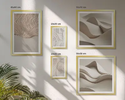 Set of 5 wall art pieces Abstract beige patterns