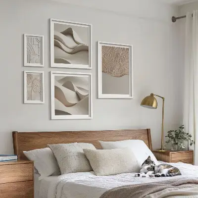 Set of 5 wall art pieces Abstract beige patterns
