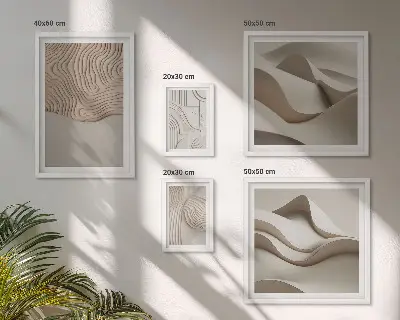 Set of 5 wall art pieces Abstract beige patterns