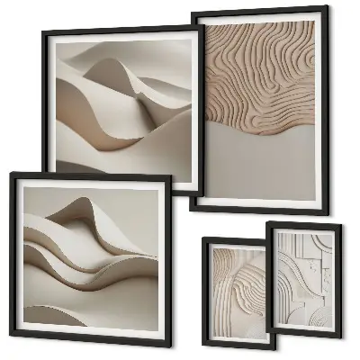 Abstract beige patterns set of 5 wall art pieces