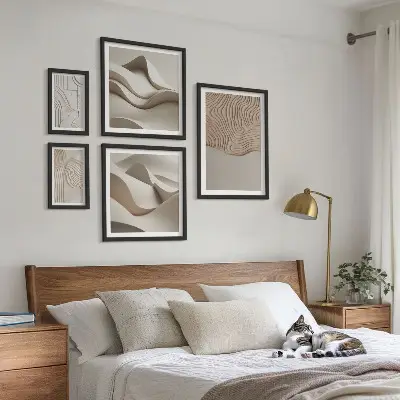 Set of 5 wall art pieces Abstract beige patterns