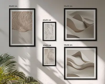 Set of 5 wall art pieces Abstract beige patterns