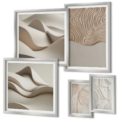 Abstract beige patterns set of 5 wall art pieces