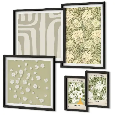 Gallery wall boho plant and flower motif