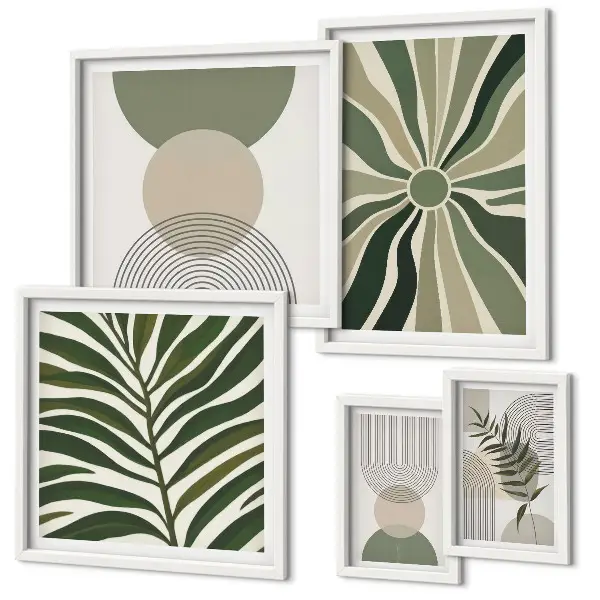 Framed photo set Stylish graphics with greenery