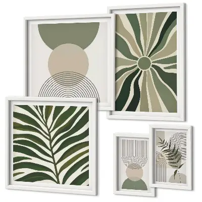 Framed photo set featuring stylish greenery graphics