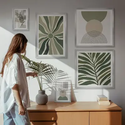 Framed photo set Stylish graphics with greenery
