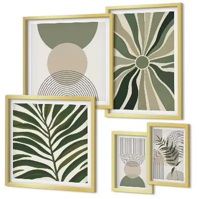 Framed photo set Stylish graphics with greenery