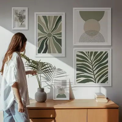 Framed photo set Stylish graphics with greenery