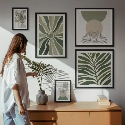 Framed photo set Stylish graphics with greenery