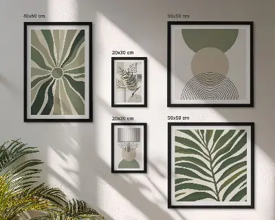 Framed photo set Stylish graphics with greenery