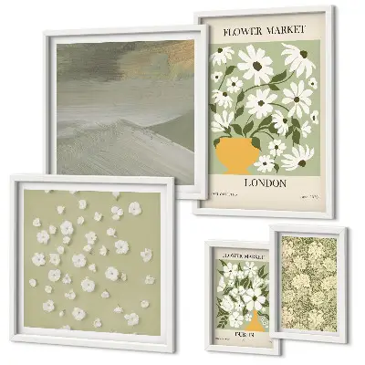 Floral urban motifs wall art set of 5 pieces