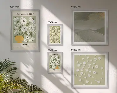 Set of 5 wall art pieces Floral urban motifs