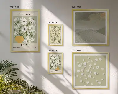 Set of 5 wall art pieces Floral urban motifs