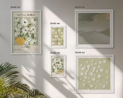 Set of 5 wall art pieces Floral urban motifs